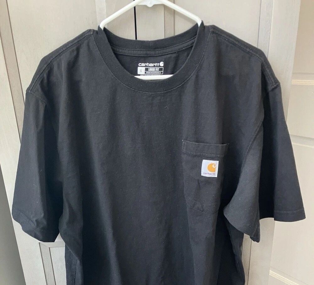 Carhartt Loose Fit T-Shirt Mens Large Black Short Sleeve Crew Neck Pocket Cotton